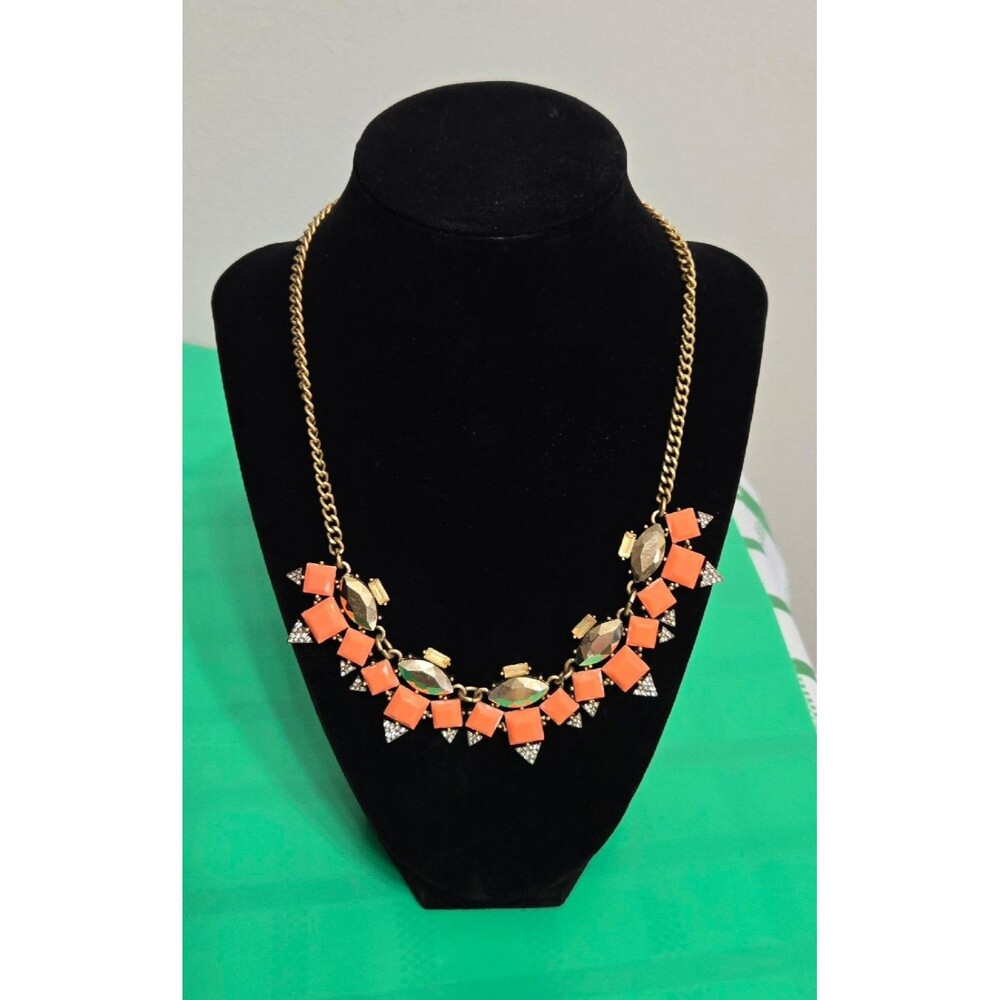 Vintage J CREW Soft Tangerine Rhinestone Necklace